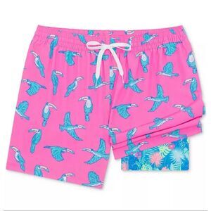 Chubbies The Tucan Do Its 5.5” Boxer Brief Lined Classic Swim Trunk Pink Birds M